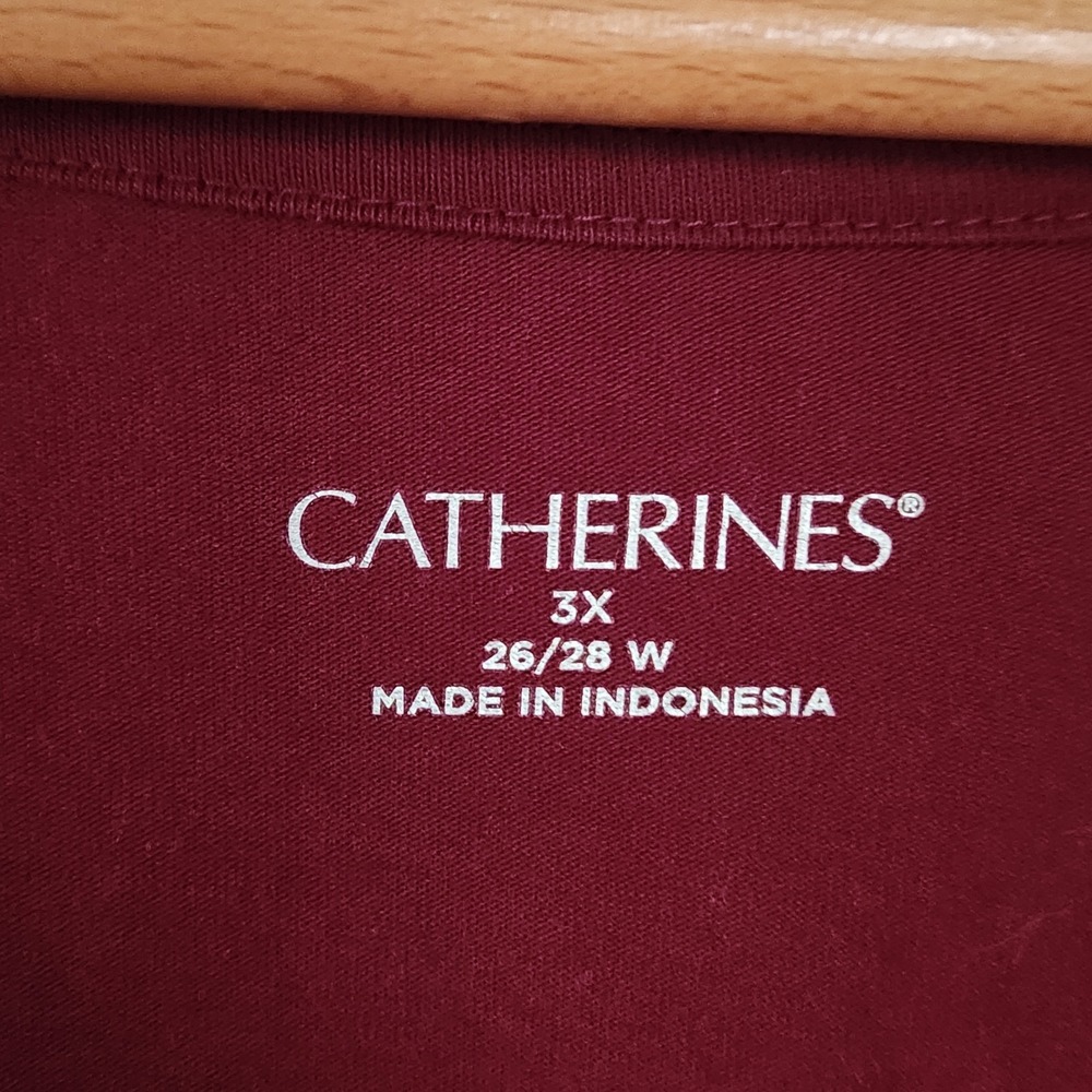 Catherines Womens 3X 26/28 Red Glitter Christmas Tree Rhinestone Longsleeve - Picture 3 of 4
